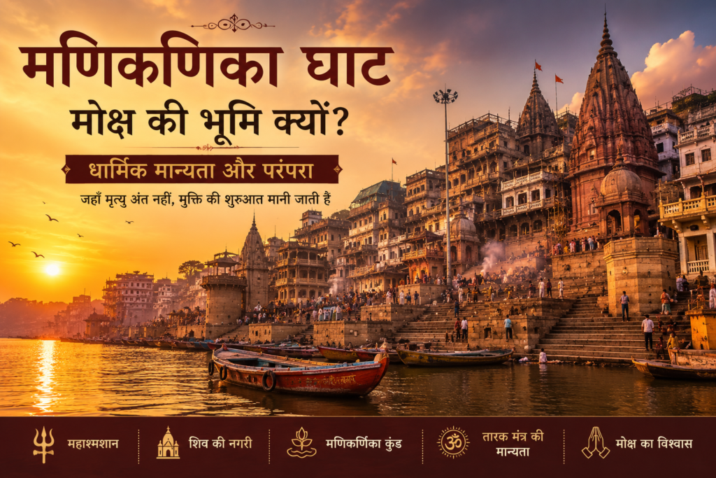 मणिकर्णिका घाट वाराणसी का गंगा किनारे दृश्य
