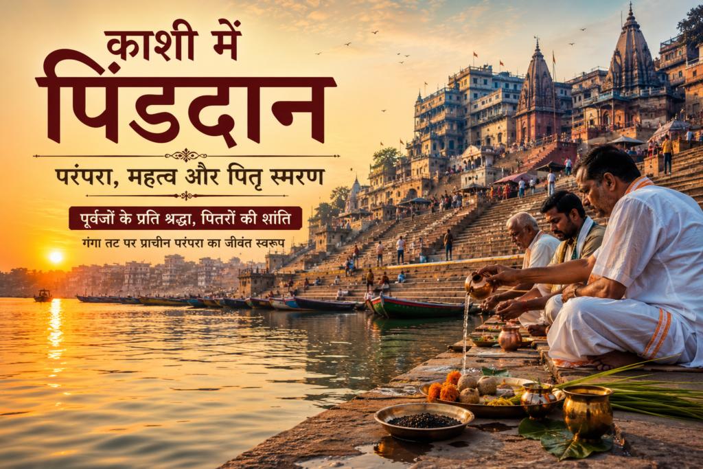 काशी में गंगा घाट पर पितरों के लिए पिंडदान करते श्रद्धालु