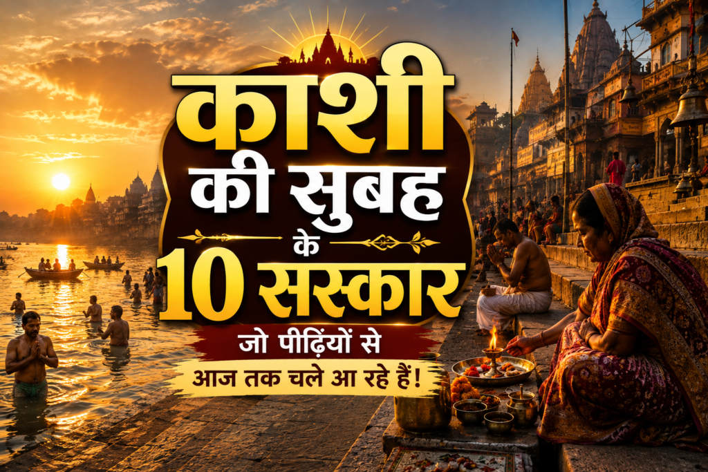 काशी के घाट पर सुबह गंगा स्नान और सूर्य को अर्घ्य देते श्रद्धालु