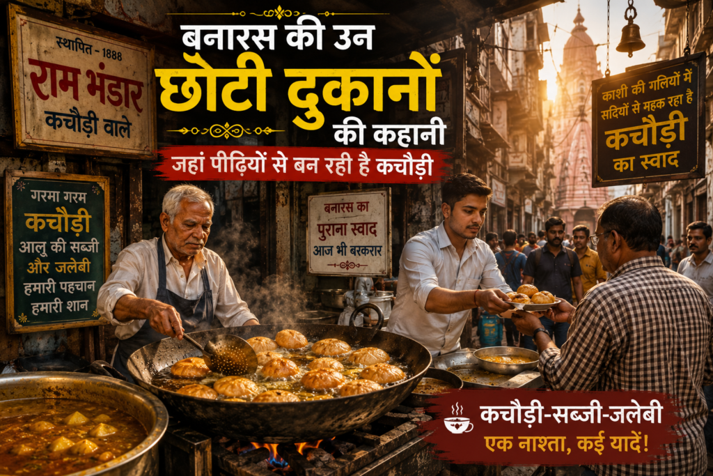 बनारस की पुरानी दुकान में बनती पारंपरिक कचौड़ी और सब्जी