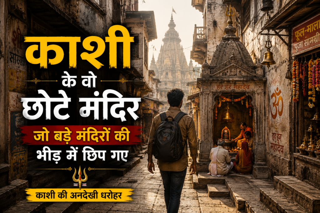 पुरानी काशी की गली में स्थित छोटा प्राचीन मंदिर