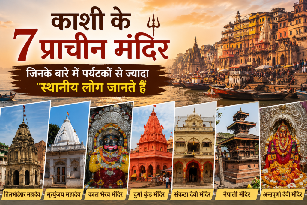 काशी के 7 प्राचीन मंदिरों और वाराणसी के घाटों का दृश्य