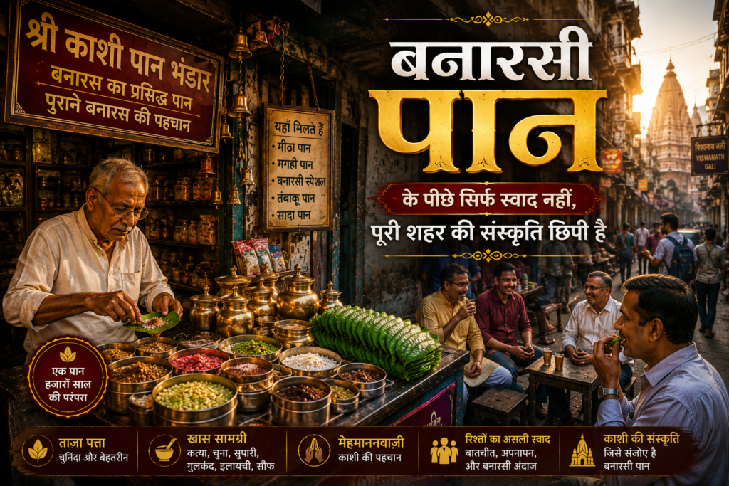 बनारस की पुरानी पान की दुकान पर बनता पारंपरिक बनारसी पान
