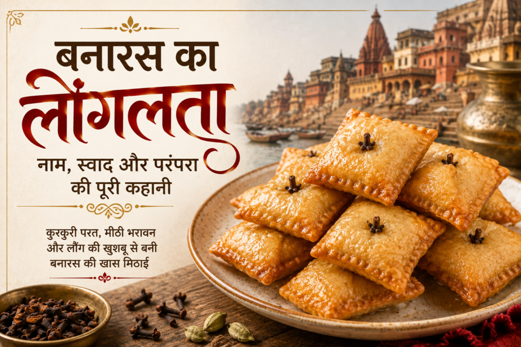 बनारस की पारंपरिक लौंगलता मिठाई लौंग और चाशनी के साथ